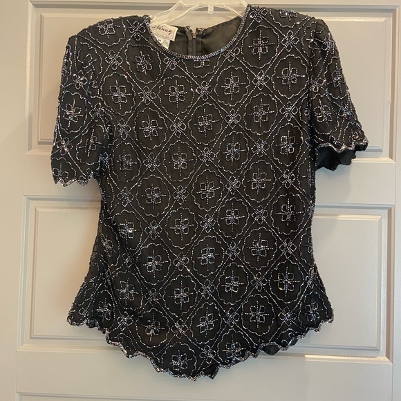 Vintage Tops - Vintage silk sequin beaded top